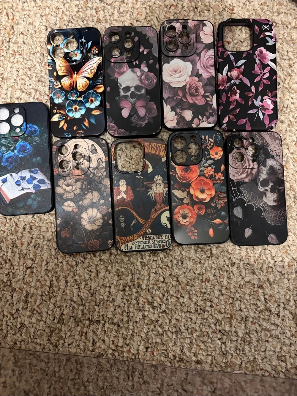 Floral & Gothic Print Phone Case - Pink Black Blend 14 Pro